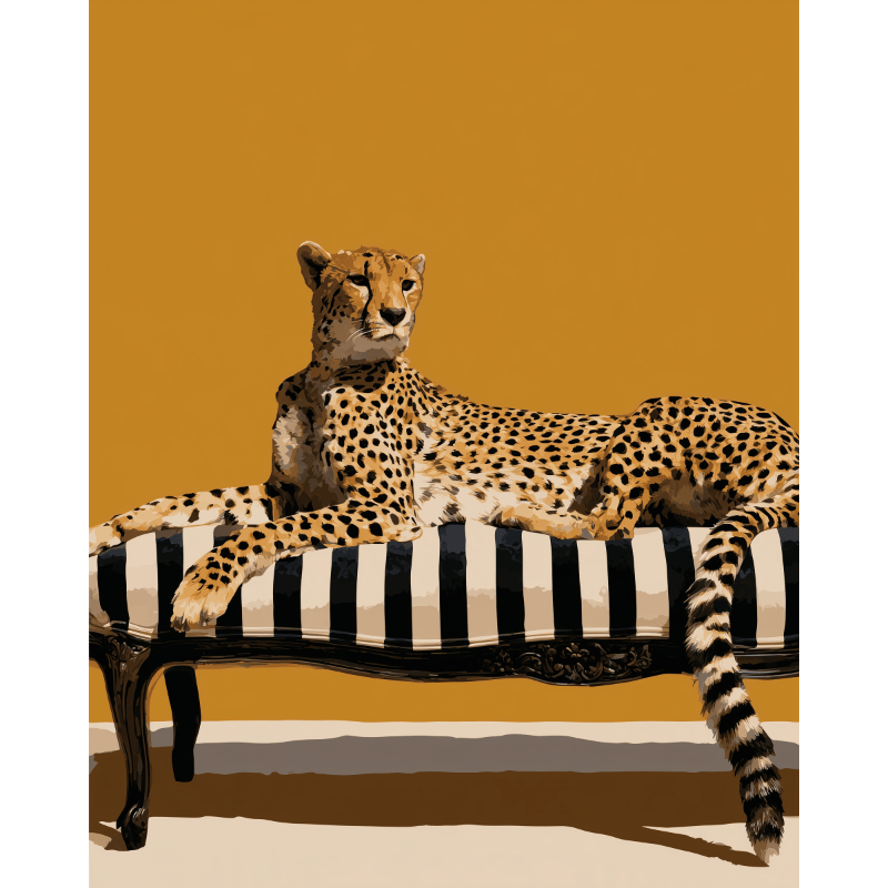 Malen nach Zahlen - Gepard auf der Chaiselongue