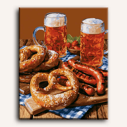 Malen nach Zahlen - Brezeln & Pils