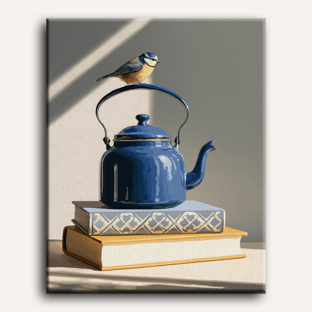 Malen nach Zahlen - Vogel auf dem Wasserkessel