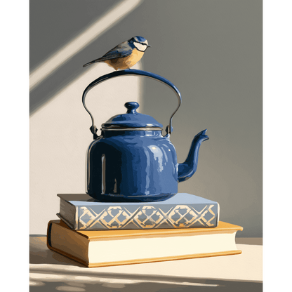 Malen nach Zahlen - Vogel auf dem Wasserkessel
