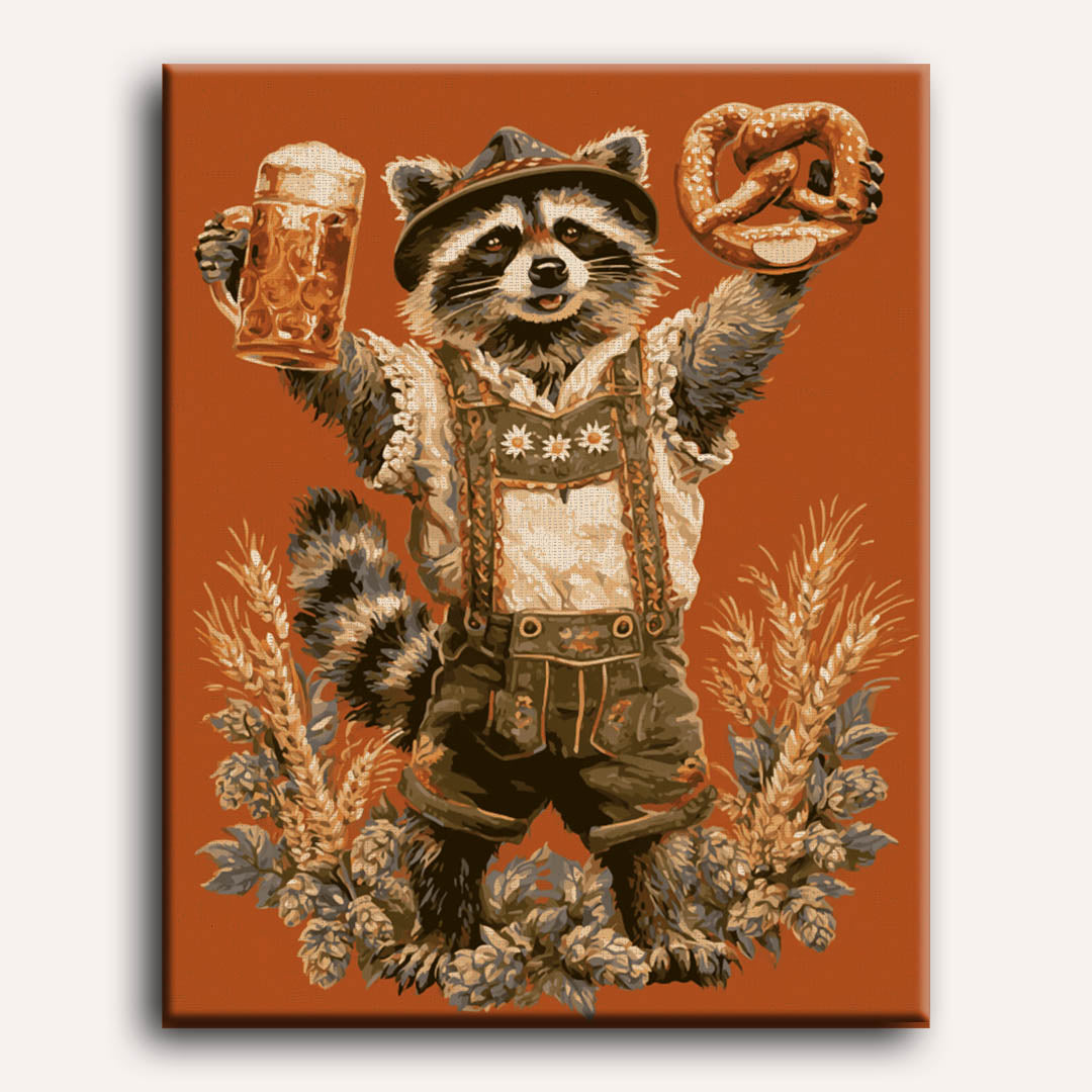 Malen nach Zahlen - Oktoberfest-Waschbär