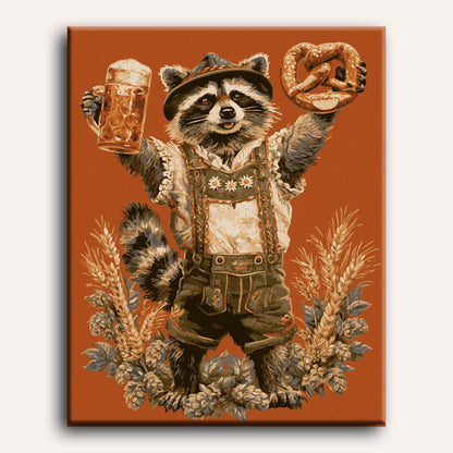 Malen nach Zahlen - Oktoberfest-Waschbär