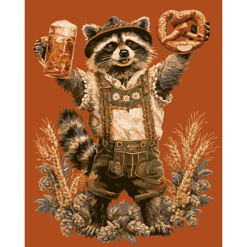 Malen nach Zahlen - Oktoberfest-Waschbär