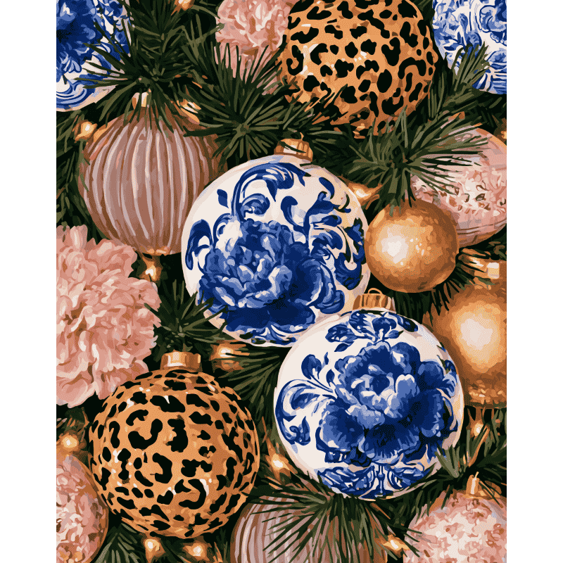 Malen nach Zahlen - Chinoiserie & Leoparden-Kugeln