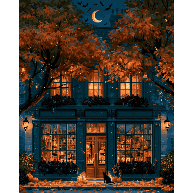 Malen nach Zahlen - Mondbeschienener Buchladen