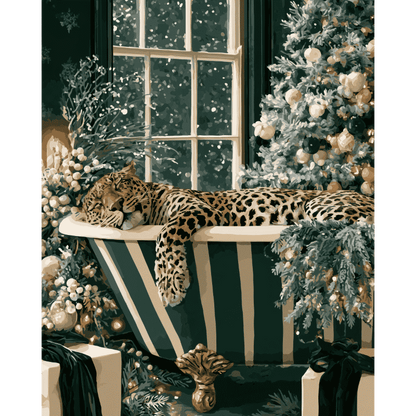 Malen nach Zahlen - Winterbad des Leoparden