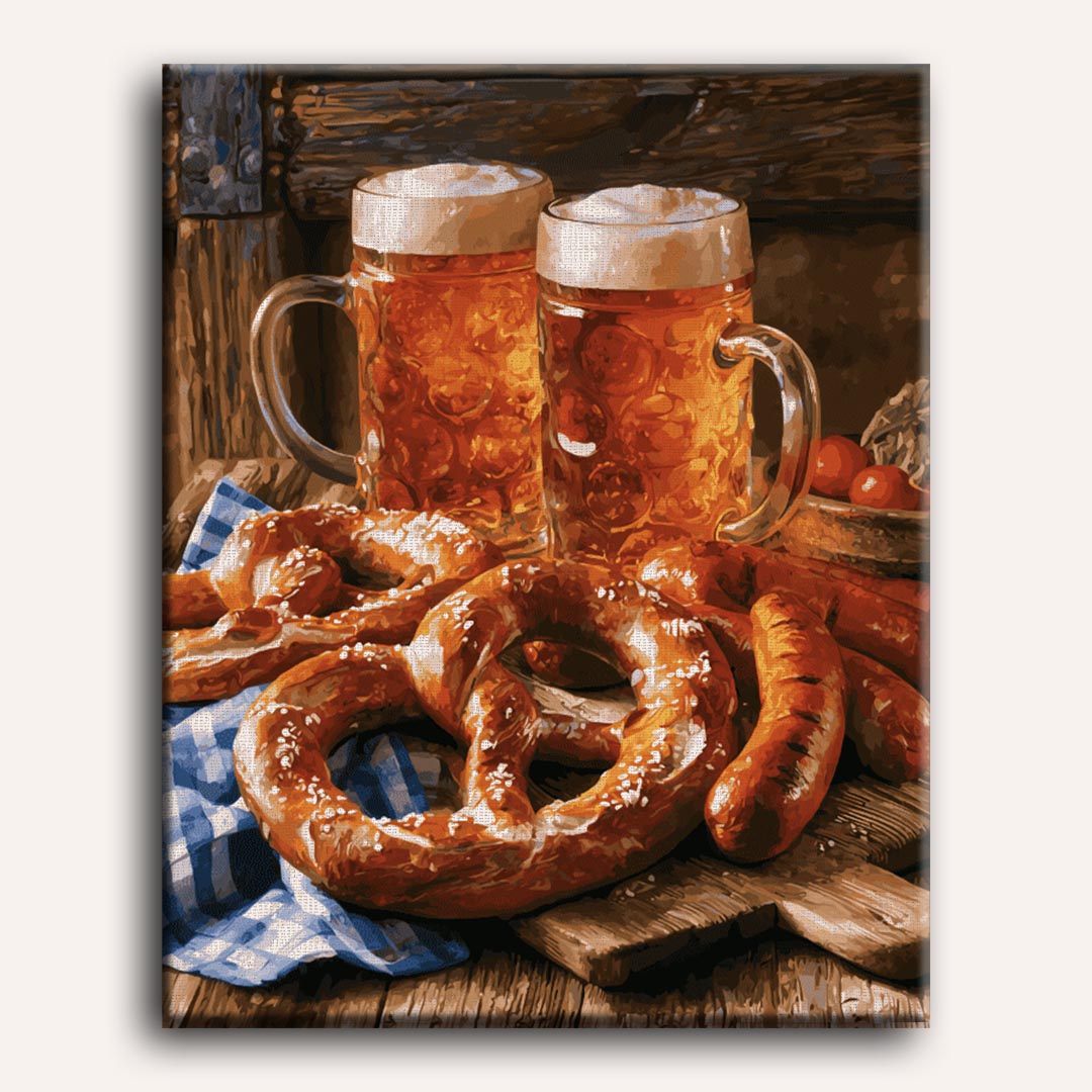 Malen nach Zahlen - Bayerisches Bier & Brezeln