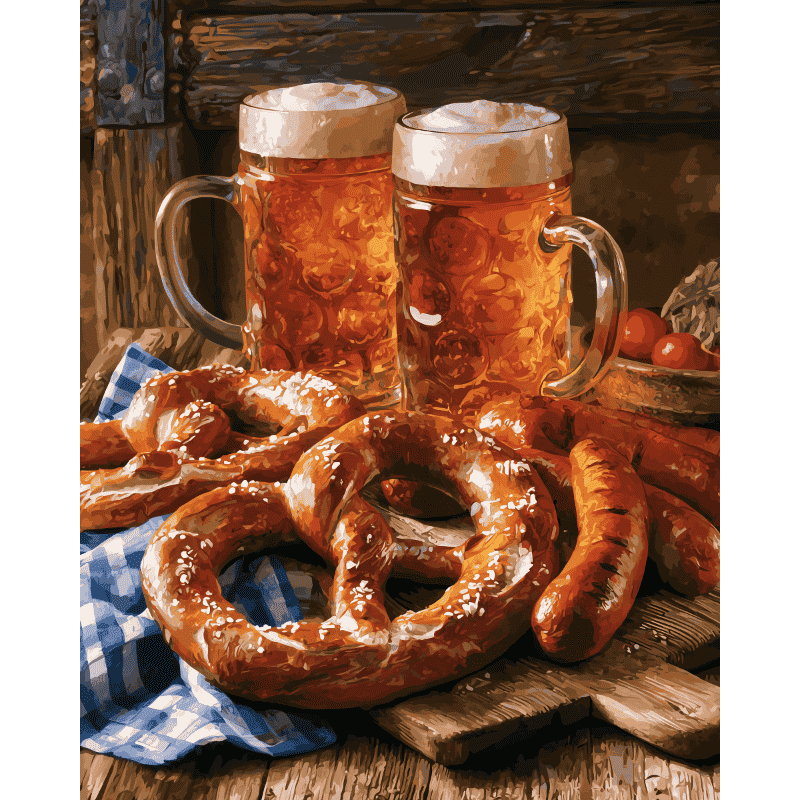 Malen nach Zahlen - Bayerisches Bier & Brezeln