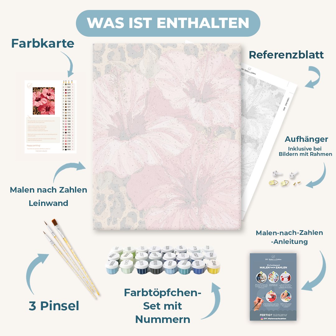 Malen nach Zahlen - Hibiskus auf Leopardenmuster