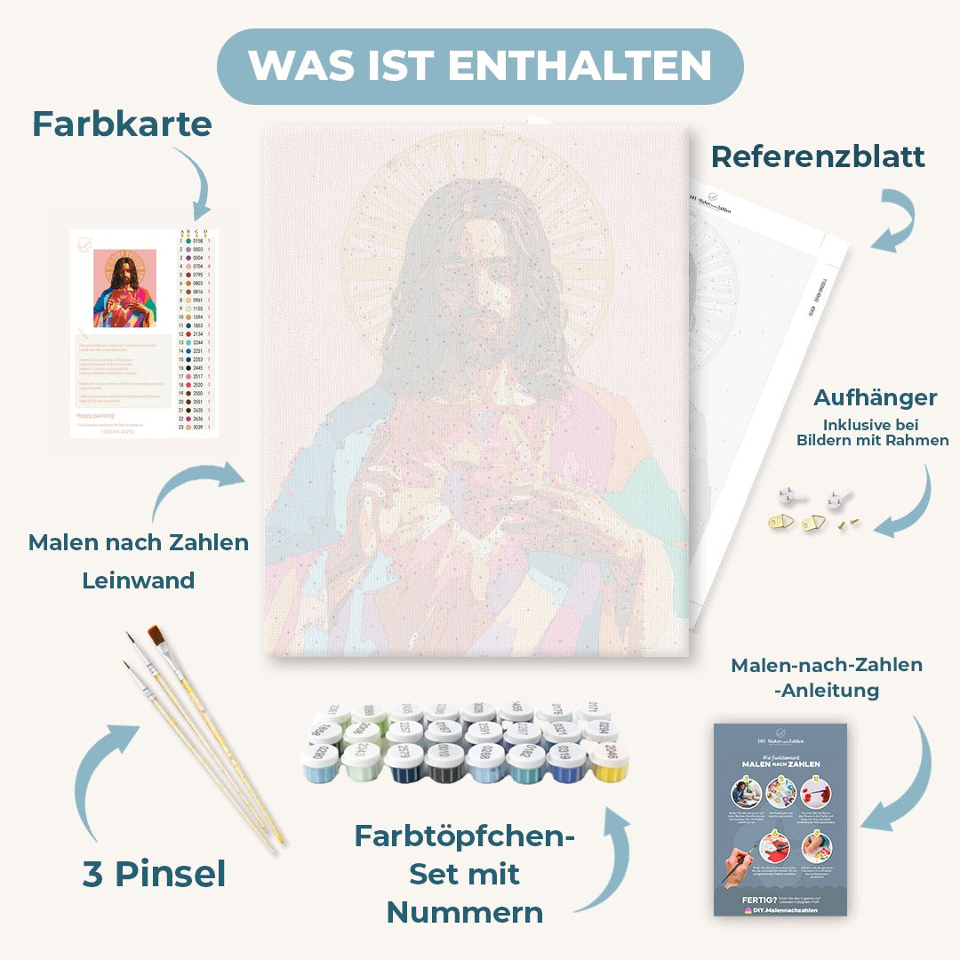 Malen nach Zahlen - Heiligstes Herz in Farbe
