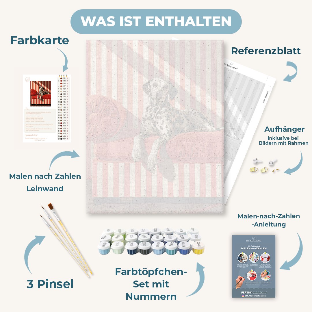 Malen nach Zahlen - Dalmatiner auf Streifen