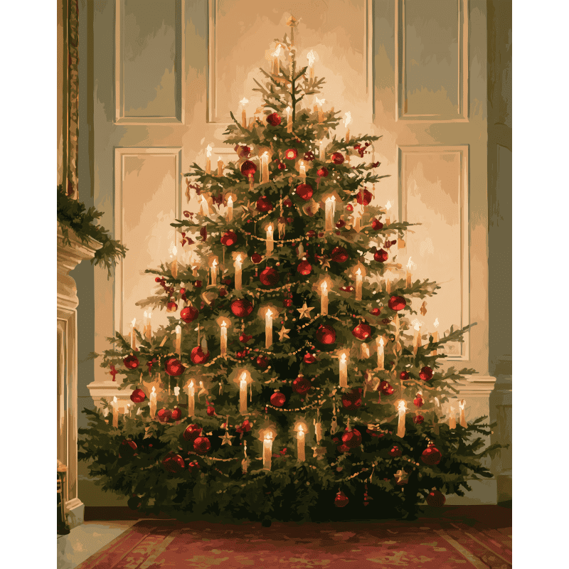 Malen nach Zahlen - Kerzenbeleuchteter Weihnachtsbaum