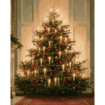 Malen nach Zahlen - Kerzenbeleuchteter Weihnachtsbaum