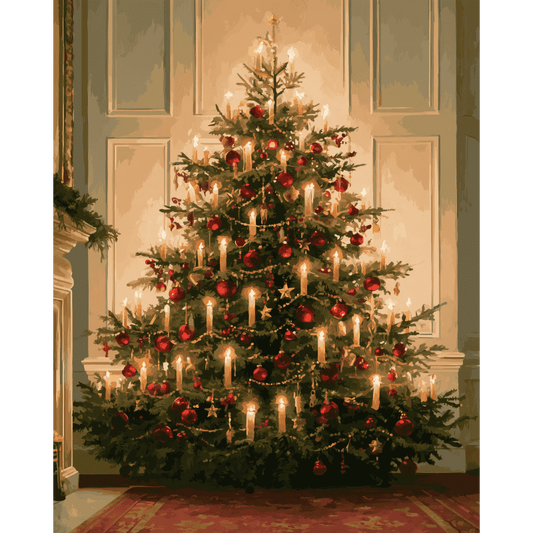 Malen nach Zahlen - Kerzenbeleuchteter Weihnachtsbaum