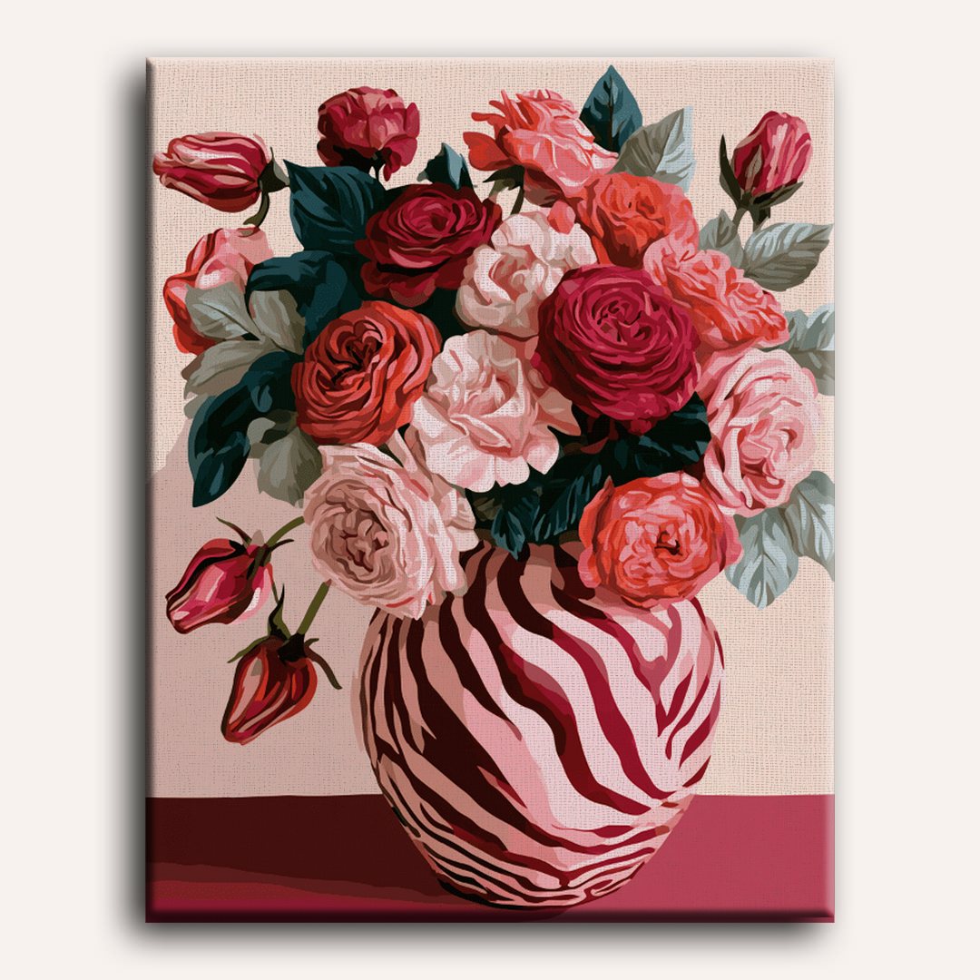 Malen nach Zahlen - Rosen in Zebrastreifen