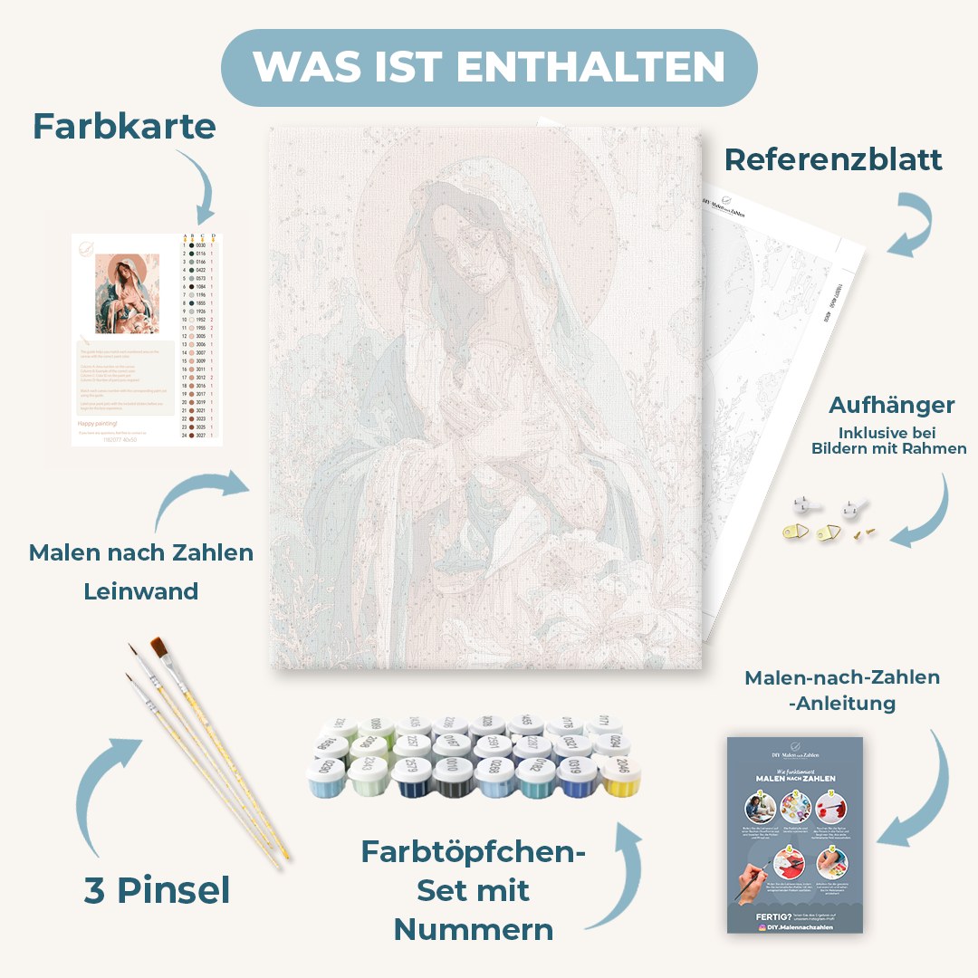 Malen nach Zahlen - Maria unter den Lilien