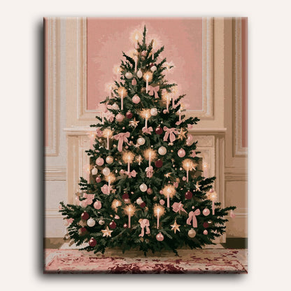 Malen nach Zahlen - Rosa Pastell-Weihnachtsbaum
