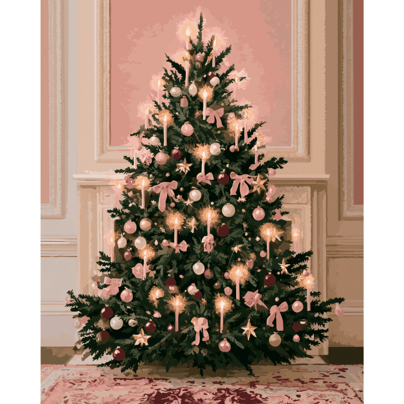 Malen nach Zahlen - Rosa Pastell-Weihnachtsbaum