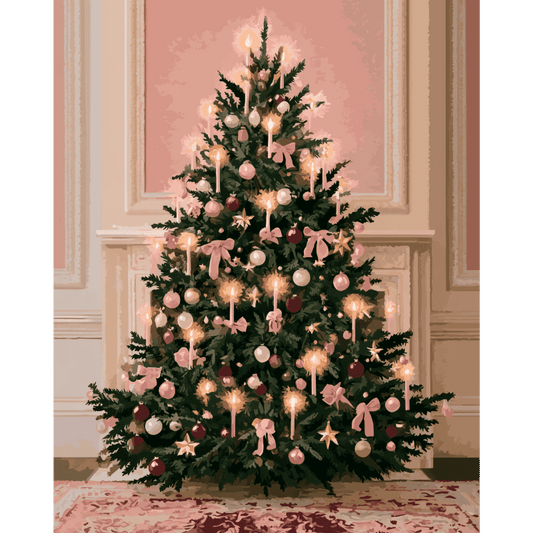Malen nach Zahlen - Rosa Pastell-Weihnachtsbaum