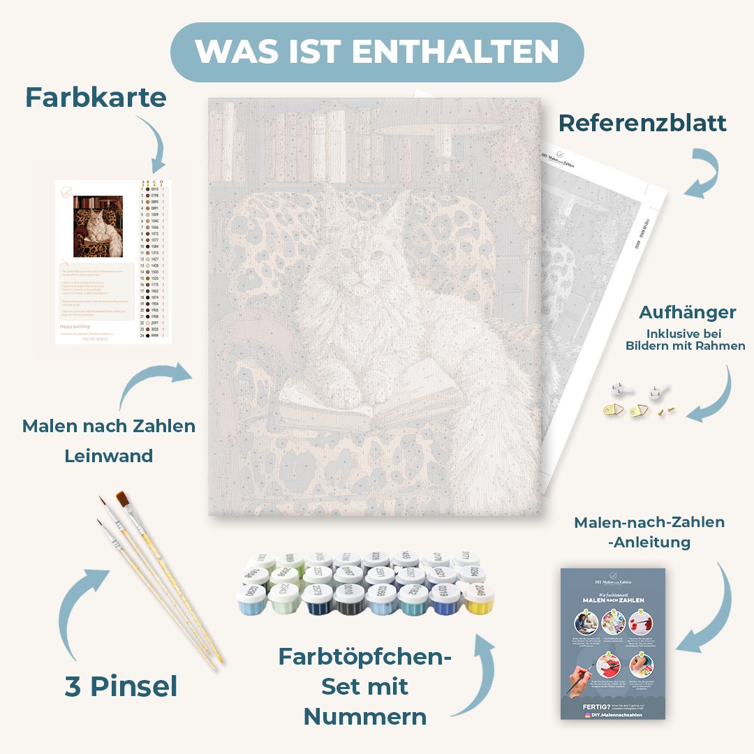 Malen nach Zahlen - Maine-Coon-Lesesessel