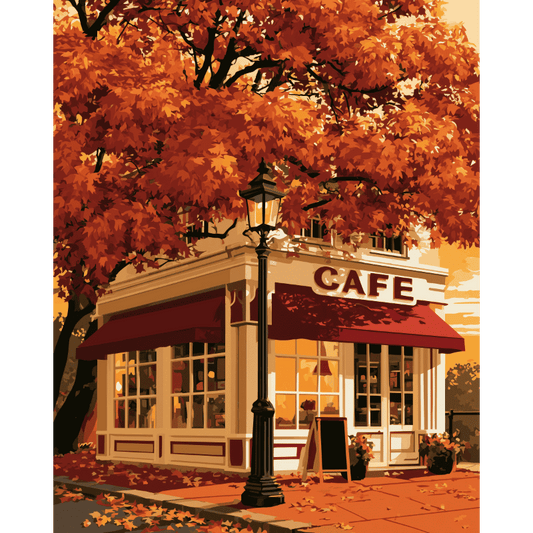 Malen nach Zahlen - Herbstliche Café-Ecke