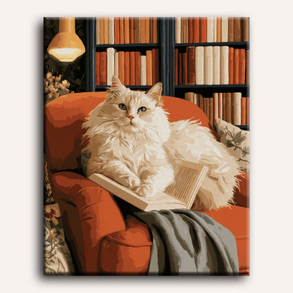 Malen nach Zahlen - Ragdoll-Nickerchen in der Bibliothek