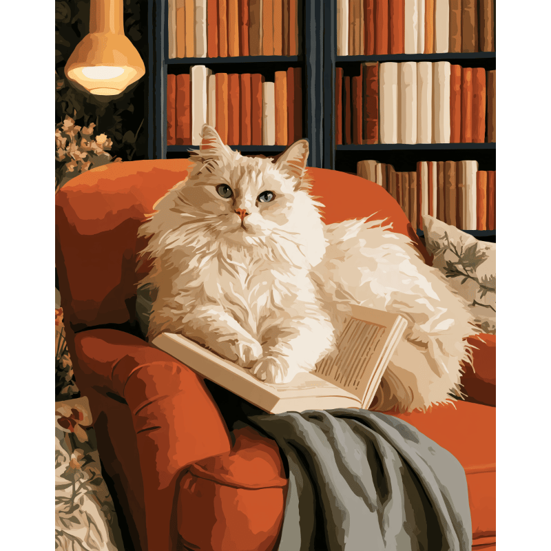 Malen nach Zahlen - Ragdoll-Nickerchen in der Bibliothek