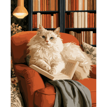 Malen nach Zahlen - Ragdoll-Nickerchen in der Bibliothek