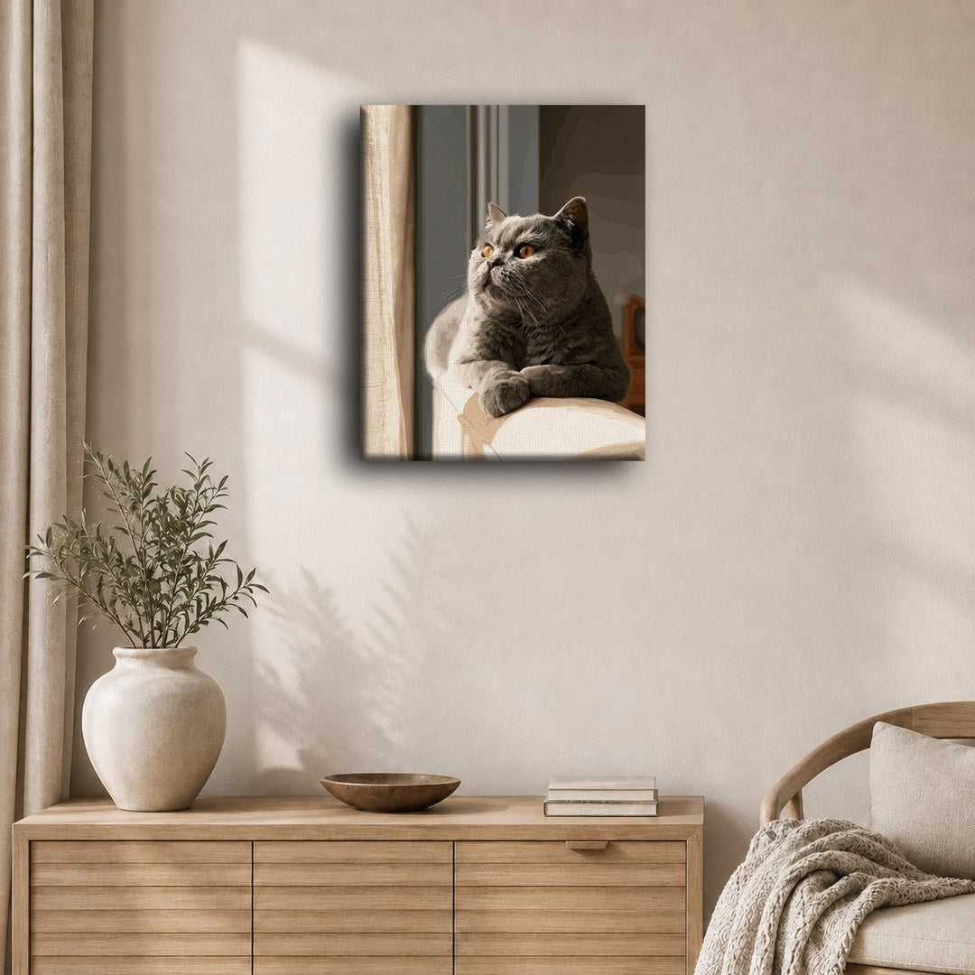 Malen nach Zahlen - Tagtraum der grauen Katze