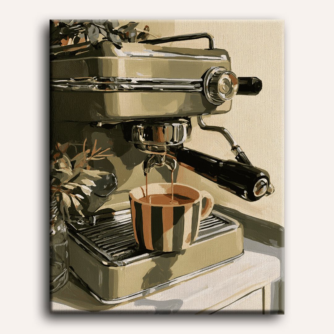 Malen nach Zahlen - Vintage-Espresso-Guss