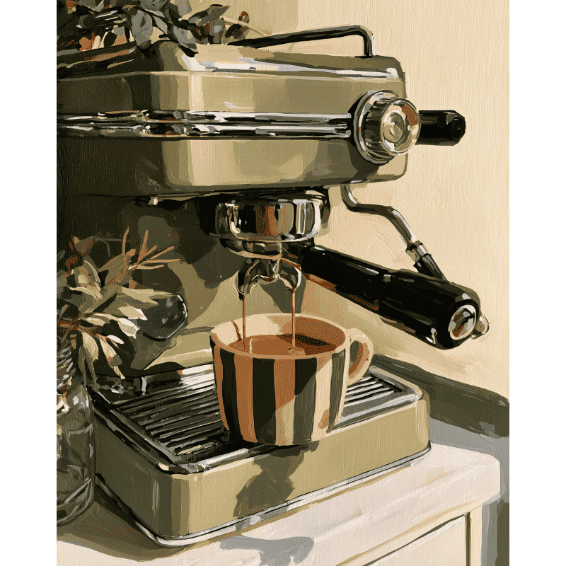 Malen nach Zahlen - Vintage-Espresso-Guss