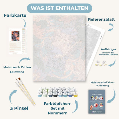 Malen nach Zahlen - Schneeleopard im Lotusbad