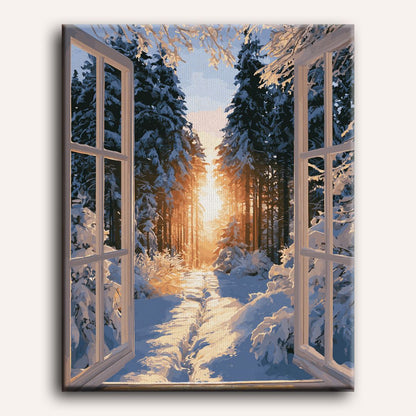 Malen nach Zahlen - Fenster zum Winterwald