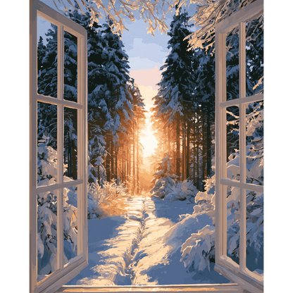 Malen nach Zahlen - Fenster zum Winterwald