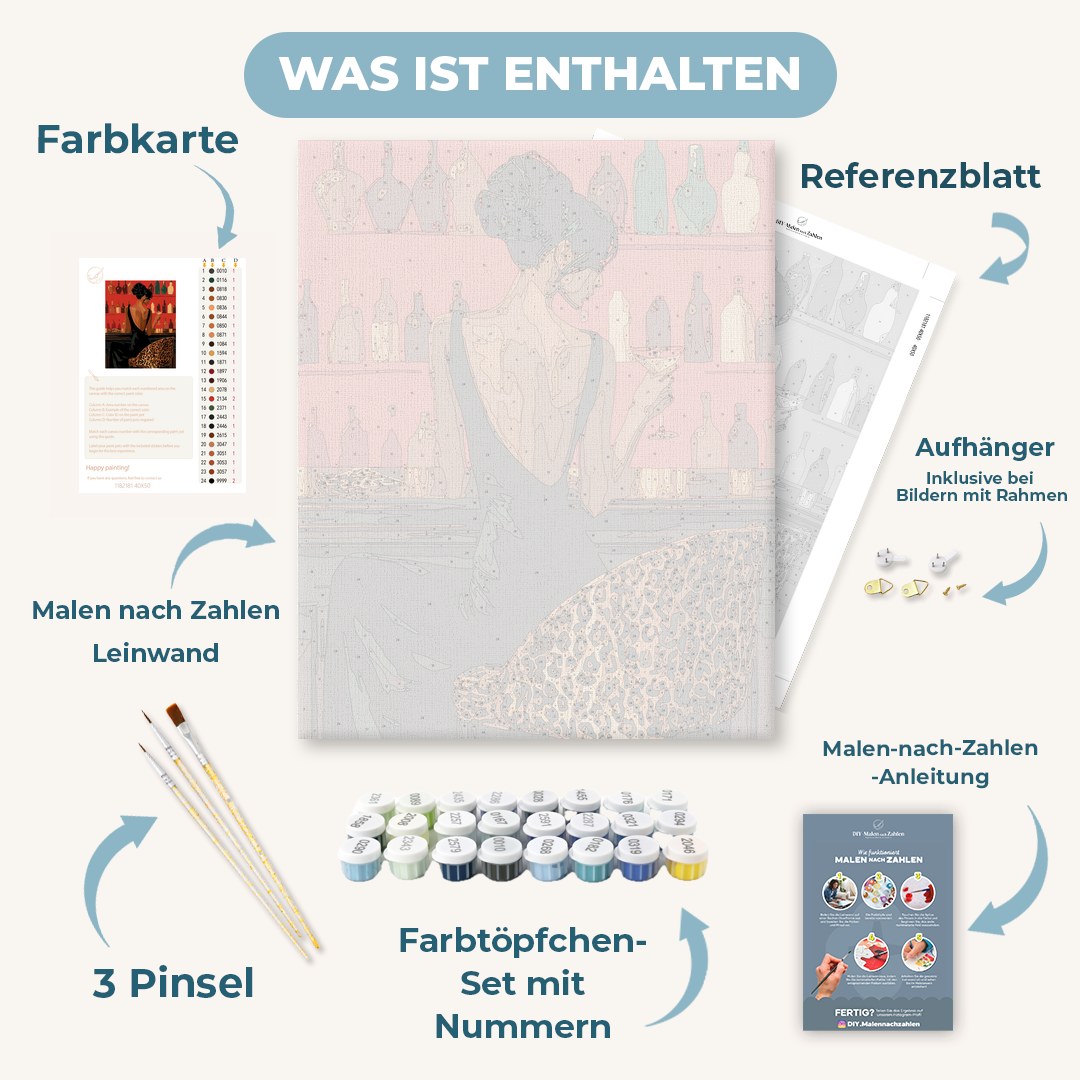 Malen nach Zahlen - Rote Bar, Leopardensitz