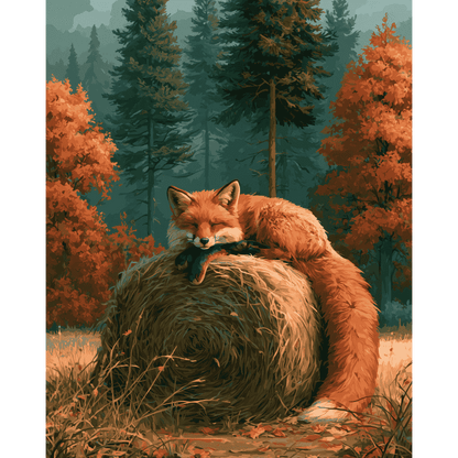 Malen nach Zahlen - Fuchs im blauen Wald