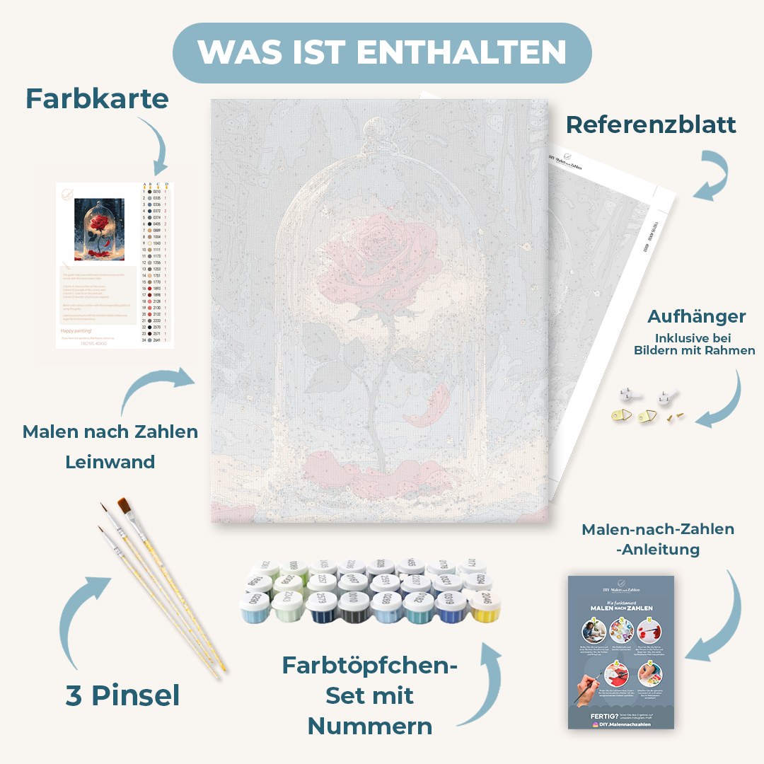 Malen nach Zahlen - Rose unter Glas