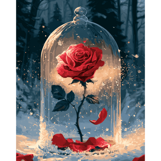 Malen nach Zahlen - Rose unter Glas