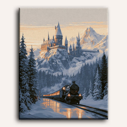 Malen nach Zahlen - Schloss in goldener Dämmerung