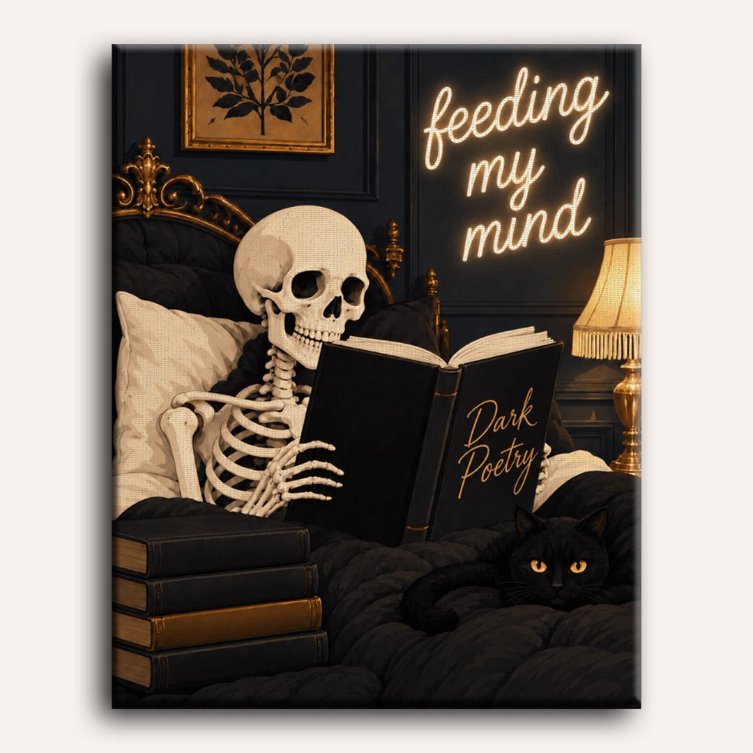 Malen nach Zahlen - Gute-Nacht-Lektüre eines Skeletts