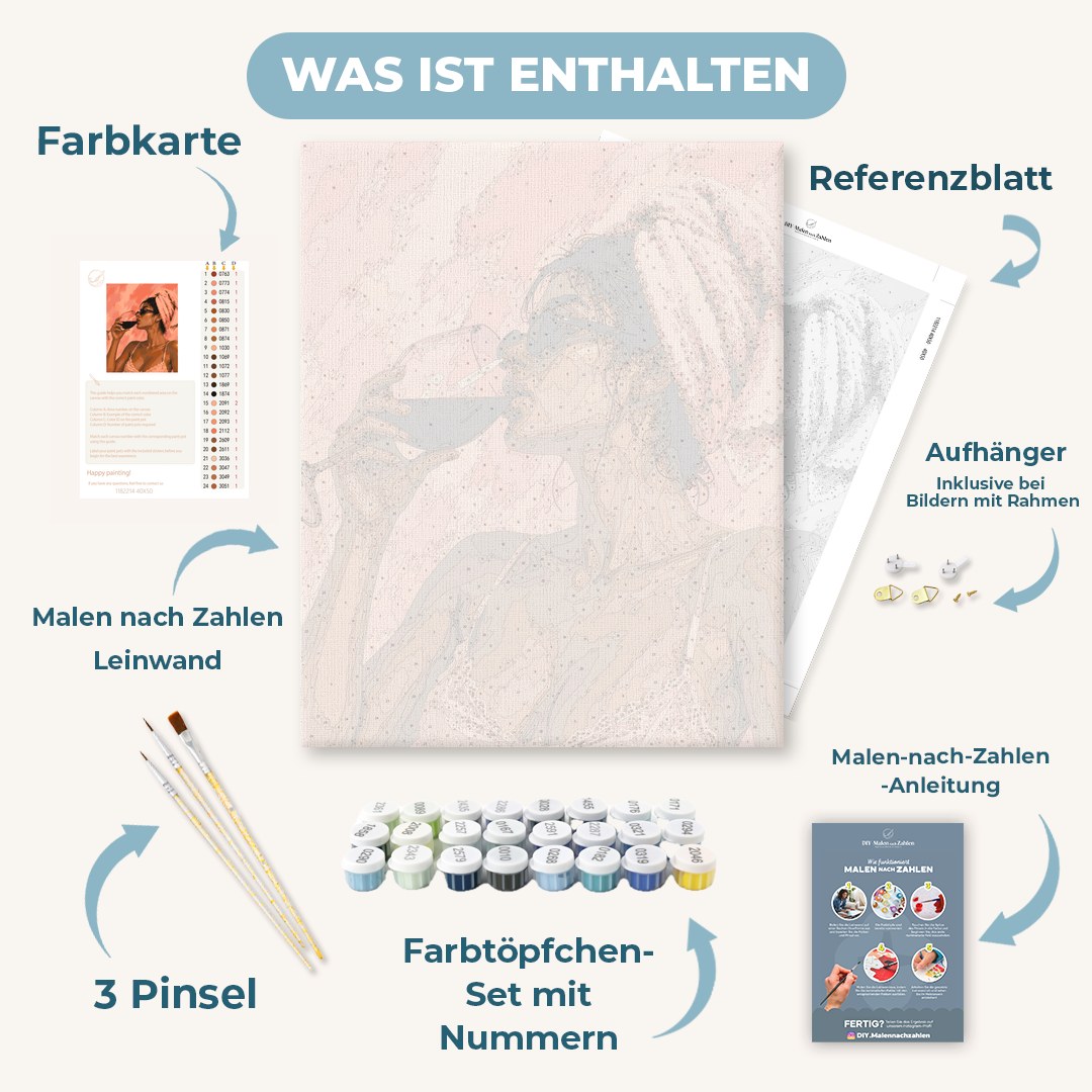 Malen nach Zahlen - Rotwein, in Rosa gehüllt