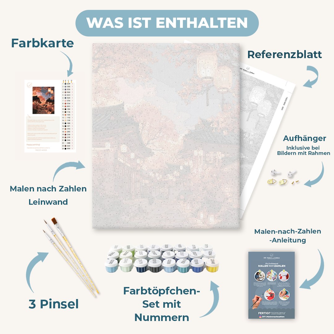 Malen nach Zahlen - Blüten-Laternengasse