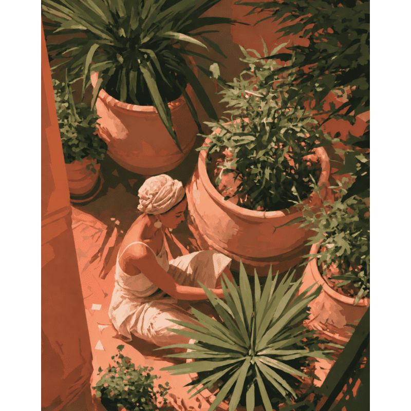 Malen nach Zahlen - Terrakotta-Gartenecke