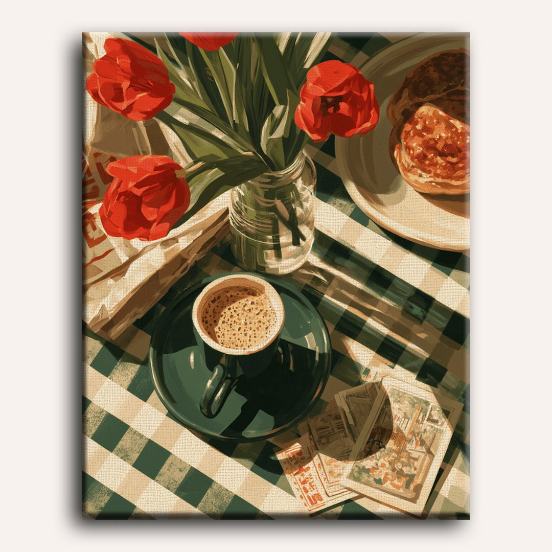 Malen nach Zahlen - Tulpen & Morgenkaffee
