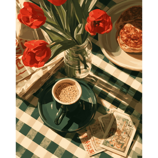 Malen nach Zahlen - Tulpen & Morgenkaffee