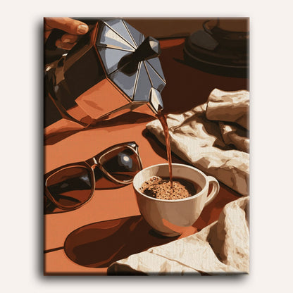 Malen nach Zahlen - Moka-Kännchen am Morgen