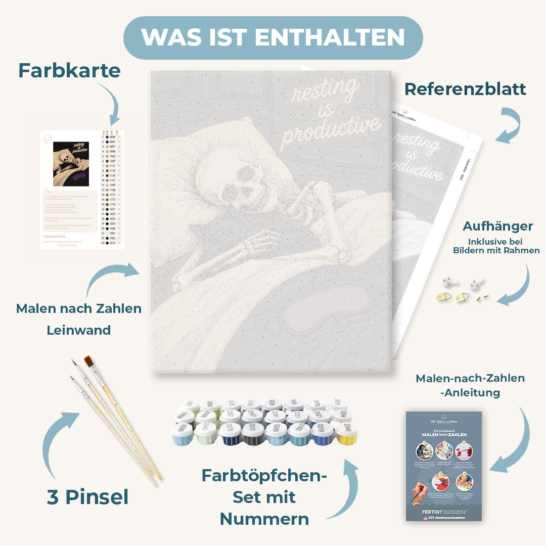 Malen nach Zahlen - Fauler Morgen des Skeletts