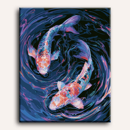 Malen nach Zahlen - Koi in der Strömung