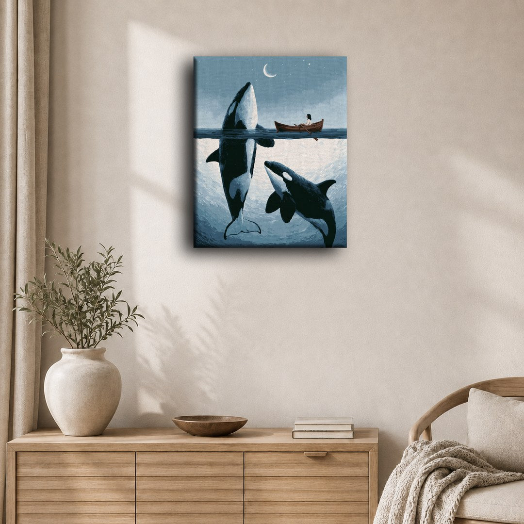 Malen nach Zahlen - Orcas im Mondlicht
