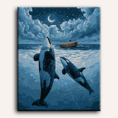 Malen nach Zahlen - Rudern zwischen Orcas